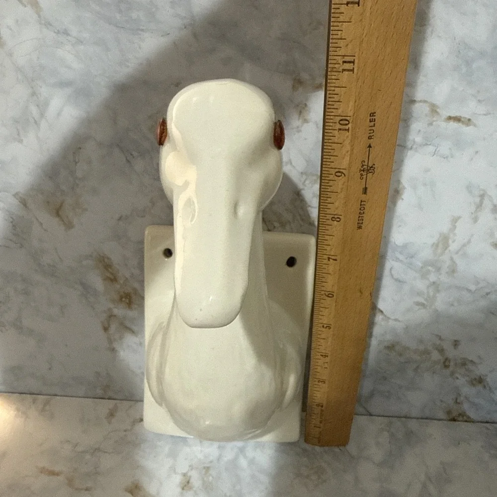 Vintage Cottage Core Goose Head White Ceramic Towel Or Apron Holder